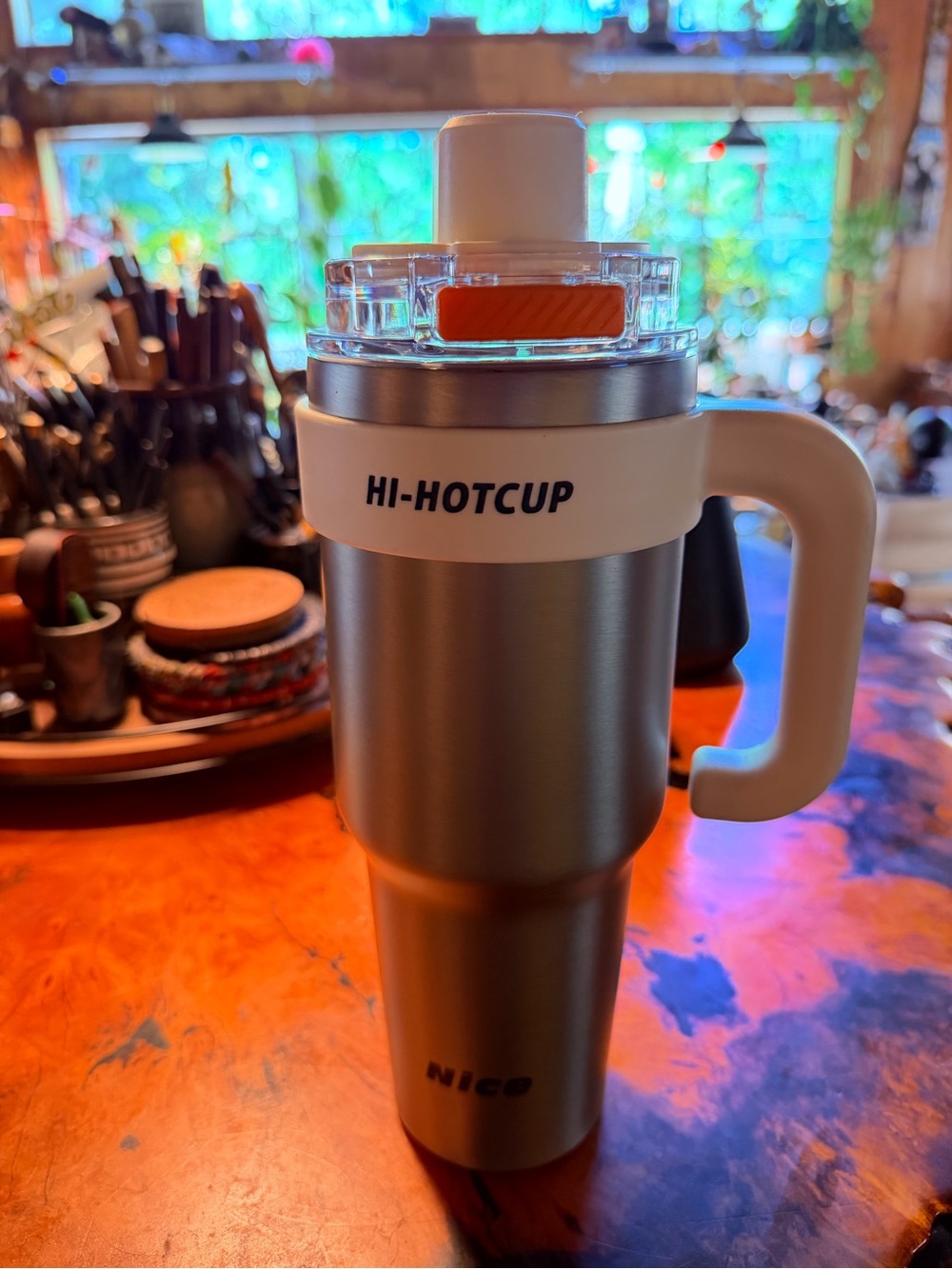 HI-HOTCUP Stainless Steel Travel Mug with Handle